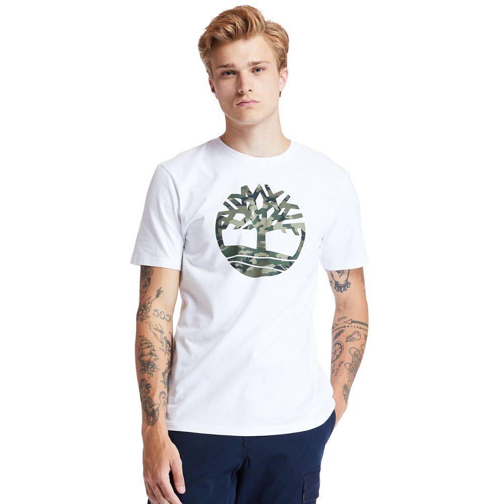 Timberland Μπλουζάκια Ανδρικα Ασπρα - Kennebec River Tree-Logo - Greece 2850437-RN